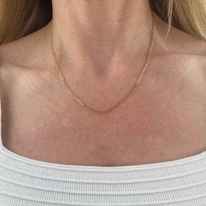 18" Italian Solid 14K Yellow Gold Double Link Chain, 2.14 g