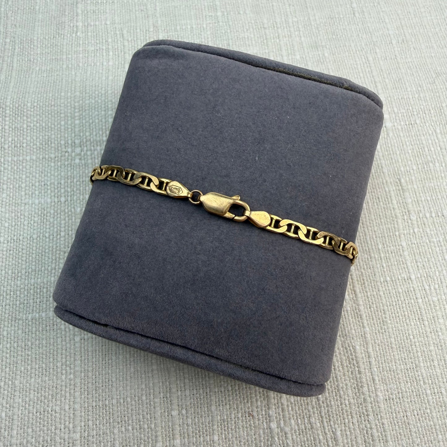 Italian Solid 14K Yellow Gold Mariner Link Bracelet, 7.5", 5.91 g