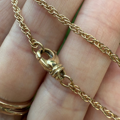 9.25" Solid 14K Yellow Gold Twisted Rope Chain Bracelet/Anklet. 3 g