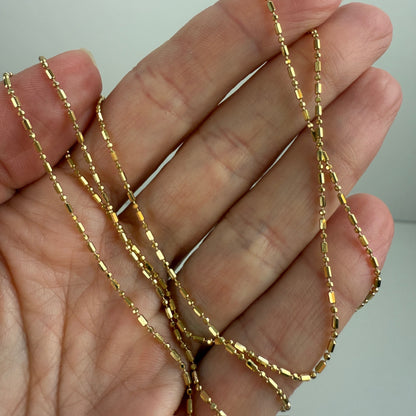 24" Solid 14K Unoaerre Italian Bar and Ball Chain, 3 g