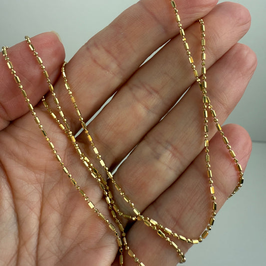 24" Solid 14K Unoaerre Italian Bar and Ball Chain, 3 g