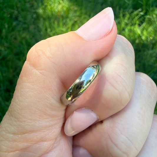 10K Solid White Gold Band Ring, Size 4.25