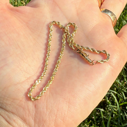 7.88" Vintage Solid 14K Yellow Gold Rope Bracelet, 3.7 g