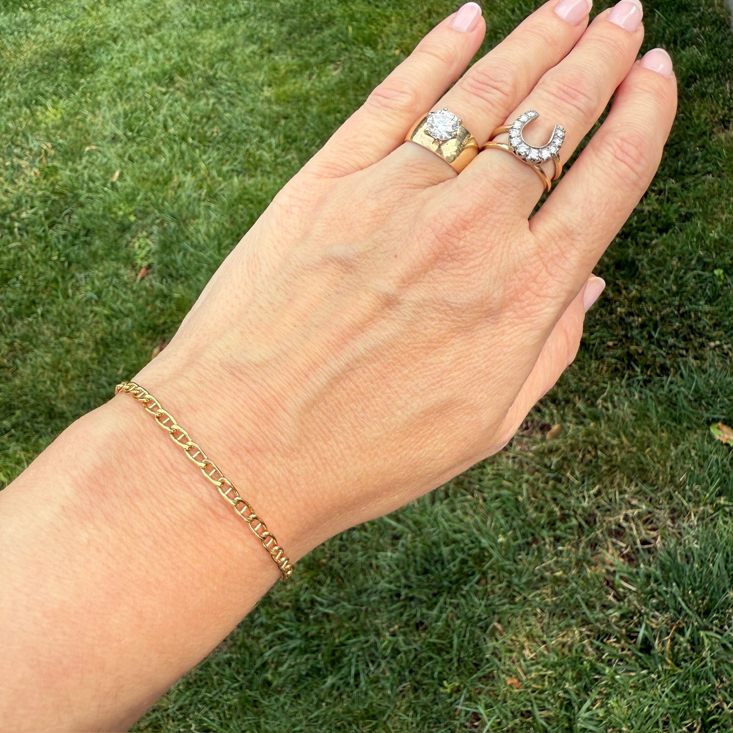 6.75" Italian Solid 14K Yellow Gold Mariner Bracelet, 2 g