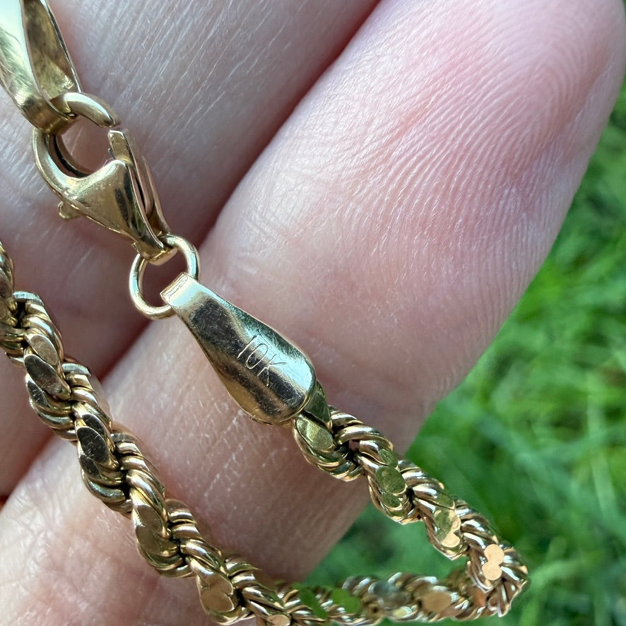 7.25" Solid 10K Yellow Gold Rope Bracelet, 2.73 g