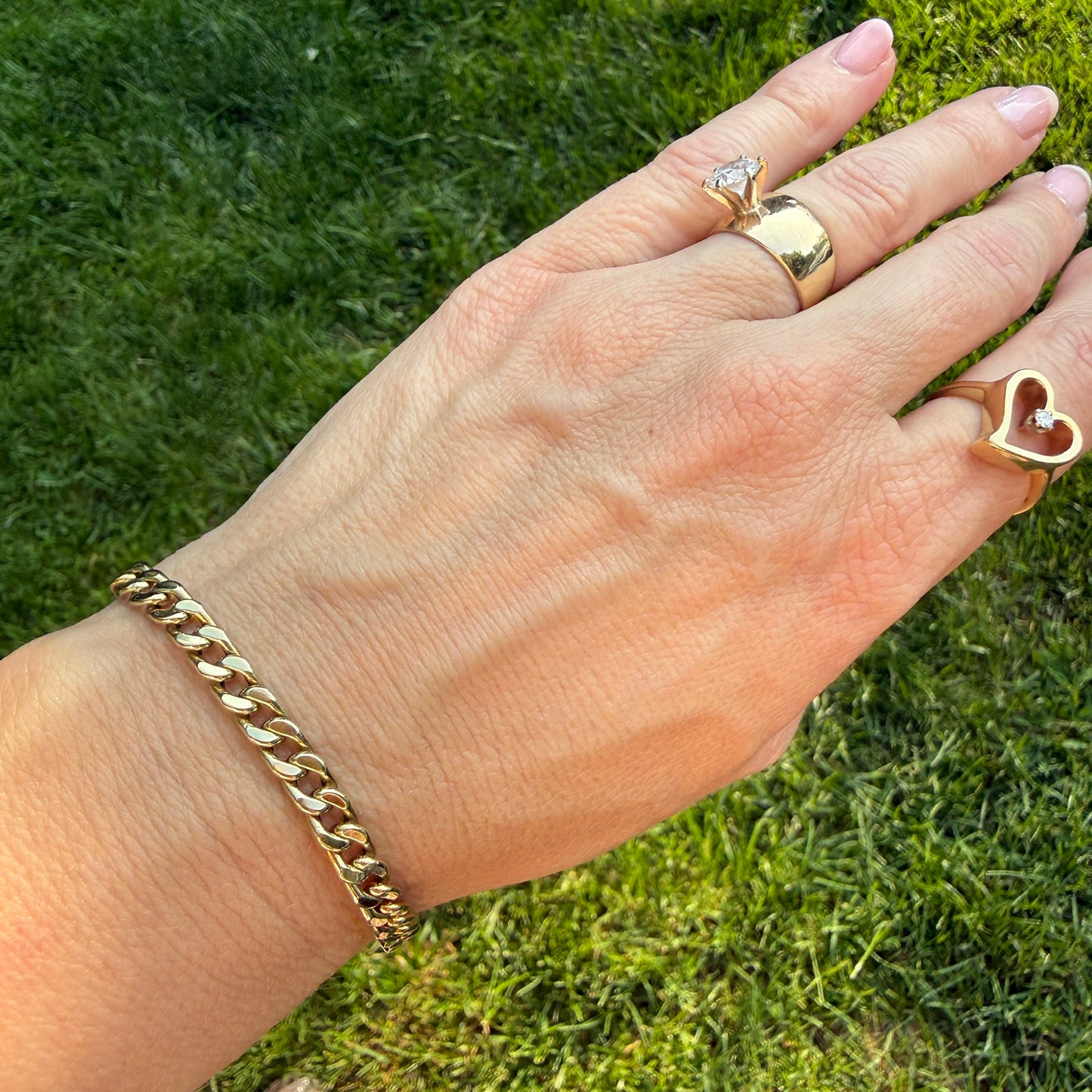 7.75" Italian UnoAErre Solid 14K Yellow Gold Curb Link Bracelet, 7.46 g