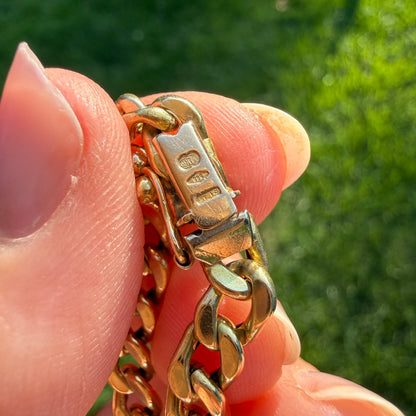 7.75" Italian UnoAErre Solid 14K Yellow Gold Curb Link Bracelet, 7.46 g