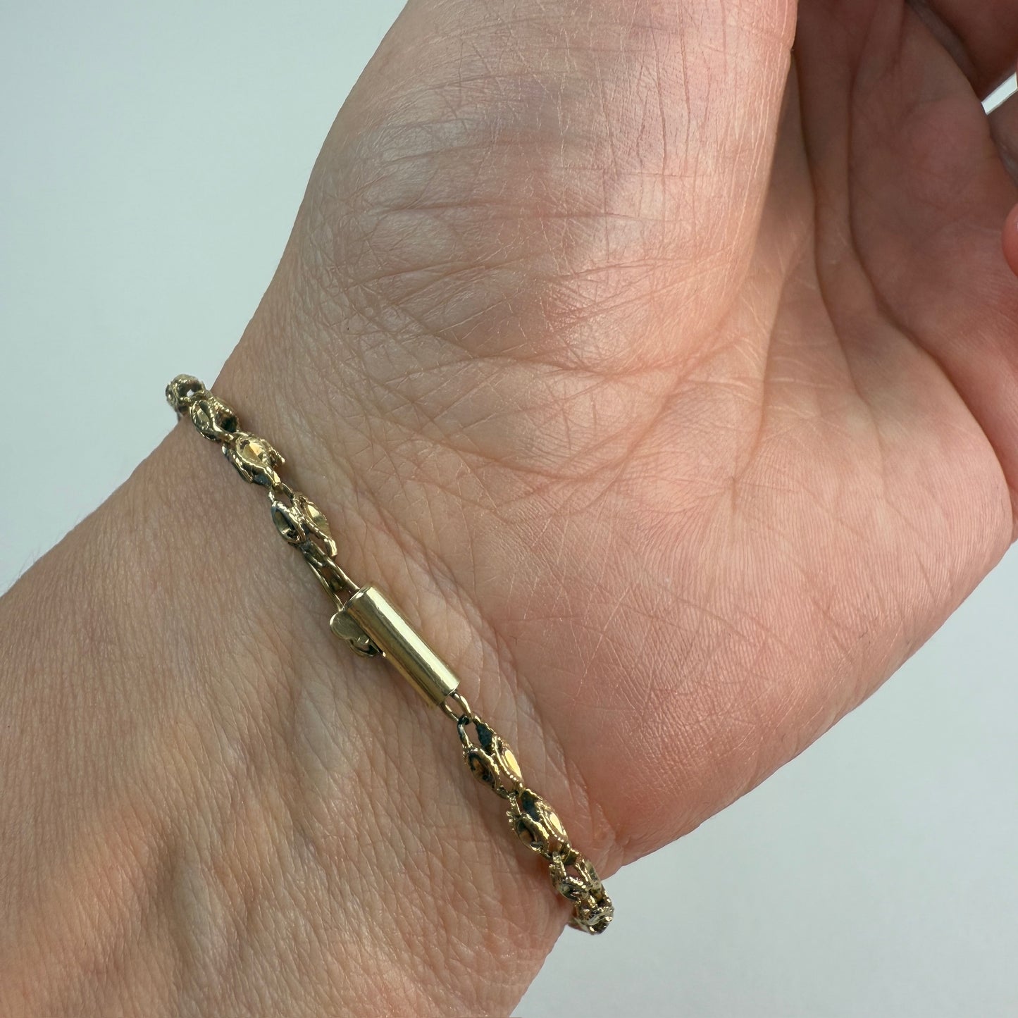 7.25" Vintage Solid 14K Yellow Gold Turkish Link Bracelet, 4.46 g