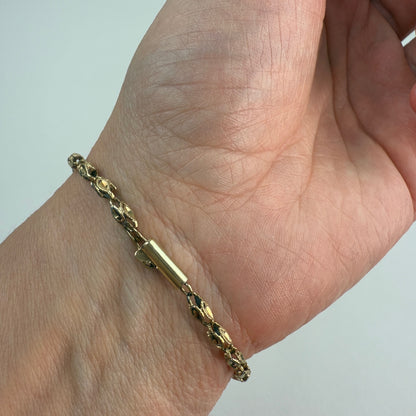 7.25" Vintage Solid 14K Yellow Gold Turkish Link Bracelet, 4.46 g