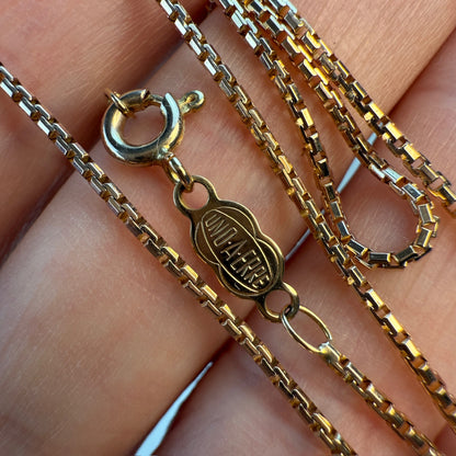 16" Italian UNOAERRE Solid 10K Yellow Gold Rounded Box Chain, 3.42 g
