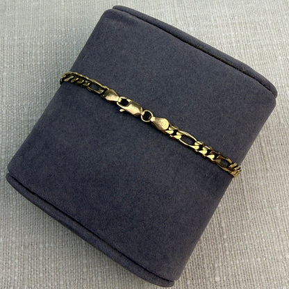 7" Solid 14K Yellow Gold Italian Figaro Bracelet, 3.76 mm, 5 g