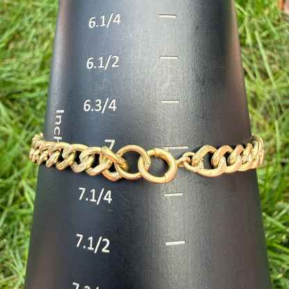 7" Solid 10K Yellow Gold Open Curb Link Bracelet, 11.58 g