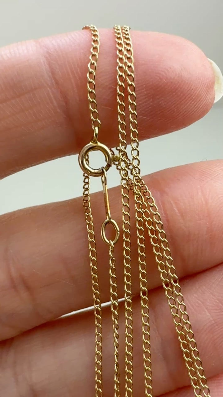 21" Solid 14K Yellow Gold Classic Cable Link Chain, 1.19 g