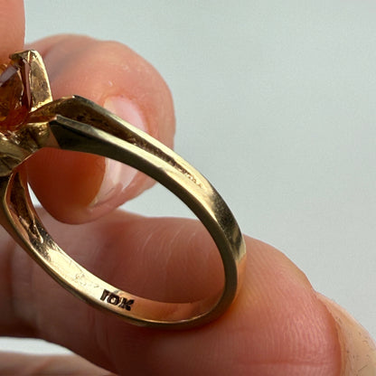 10K Solid Yellow Gold Oval Solitaire Citrine Ring Size 6.75