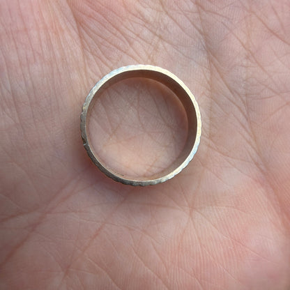 14K Solid White Gold Mid-century Textured Band Ring, Size 7.75