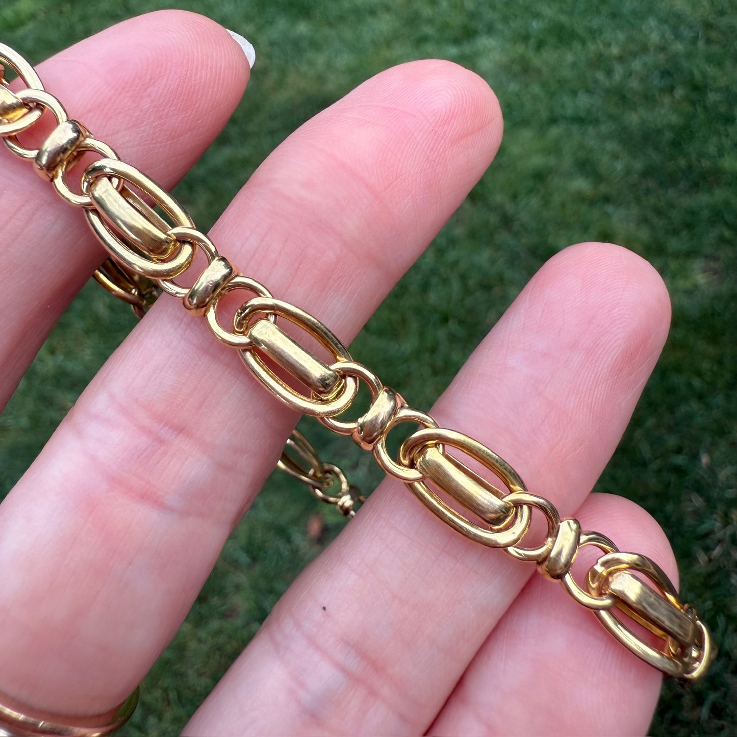 7.5" Italian Solid 14K Yellow Gold Fancy Link Bracelet, 5.75 g