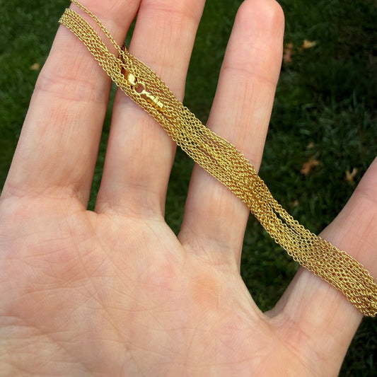18" Italian UnoAErre Solid 14K Yellow Gold Three Strand Cable Link Chain, 3.46 g