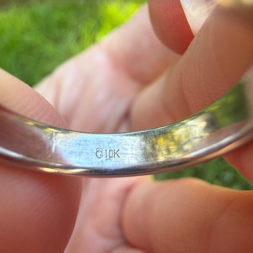 10K Solid White Gold Band Ring, Size 4.25