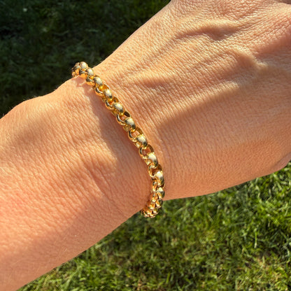 7.25" Solid 14K Yellow Gold Classic Rolo Link Bracelet, 9.47 g