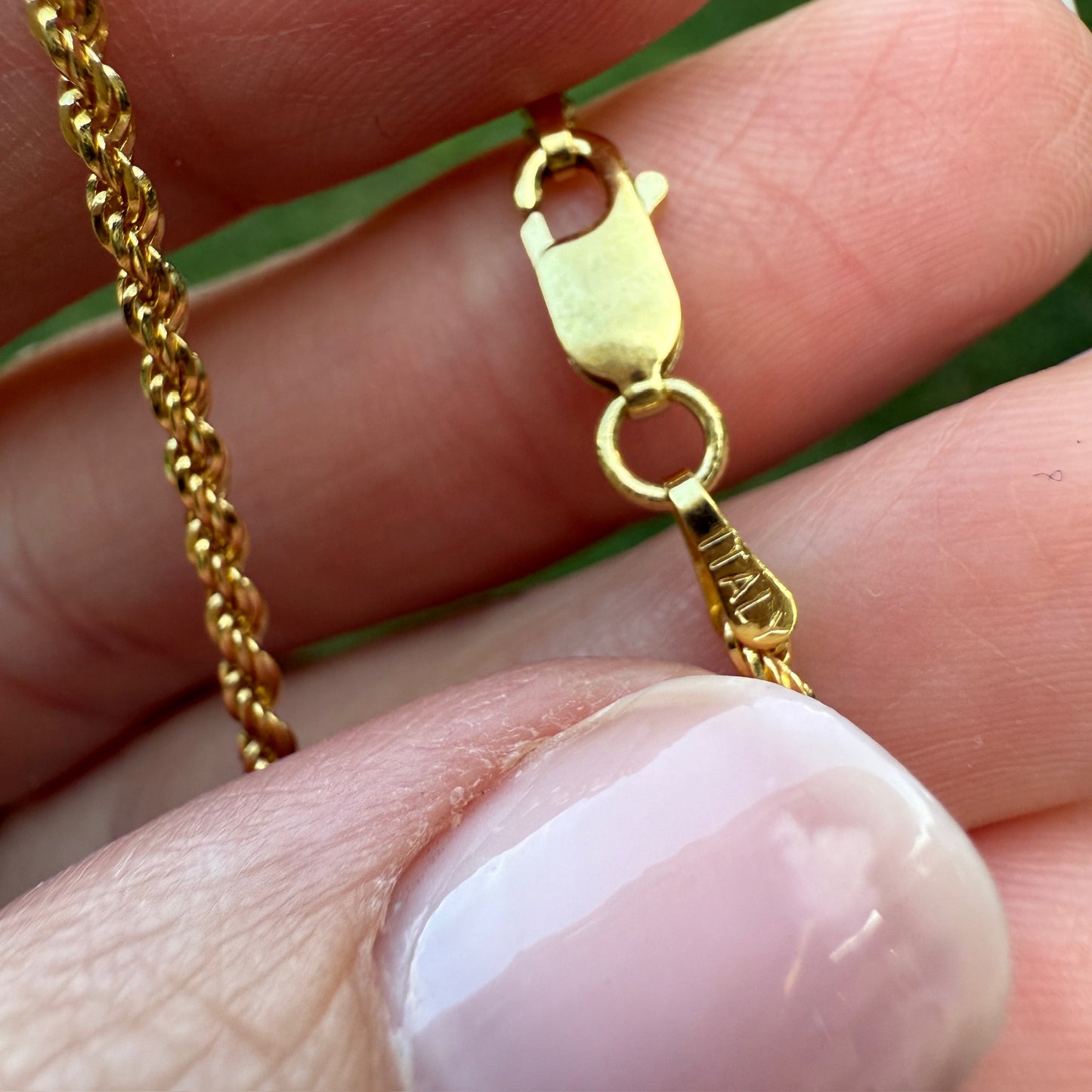 8.58" Italian Solid 14K Yellow Gold Rope Chain Bracelet, 3.4 g