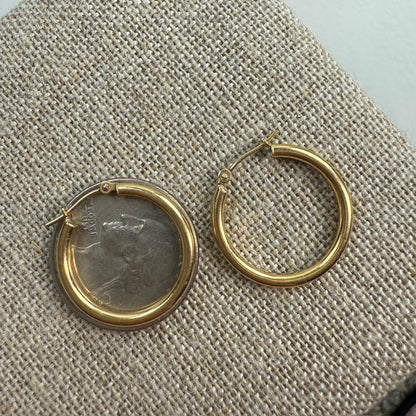 14k Solid Yellow Gold  Michael Anthony Classic Polished Hoop Earrings, 1.12 g