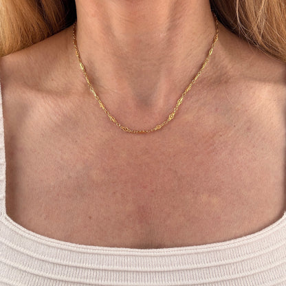16" Solid 14K Yellow Gold Intricate Fancy Link Chain 5.11 g