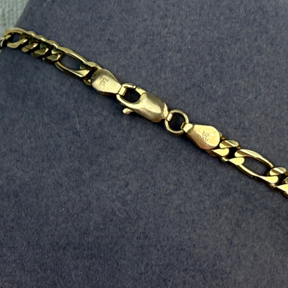 7" Solid 14K Yellow Gold Italian Figaro Bracelet, 3.76 mm, 5 g