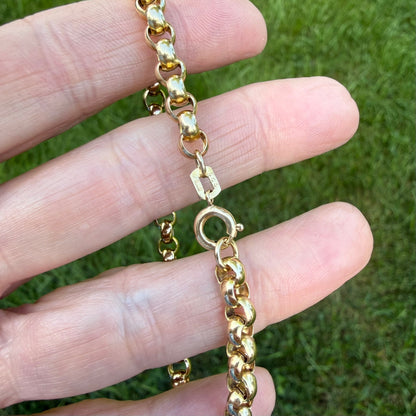 7.25" Solid 14K Yellow Gold Classic Rolo Link Bracelet, 9.44 g