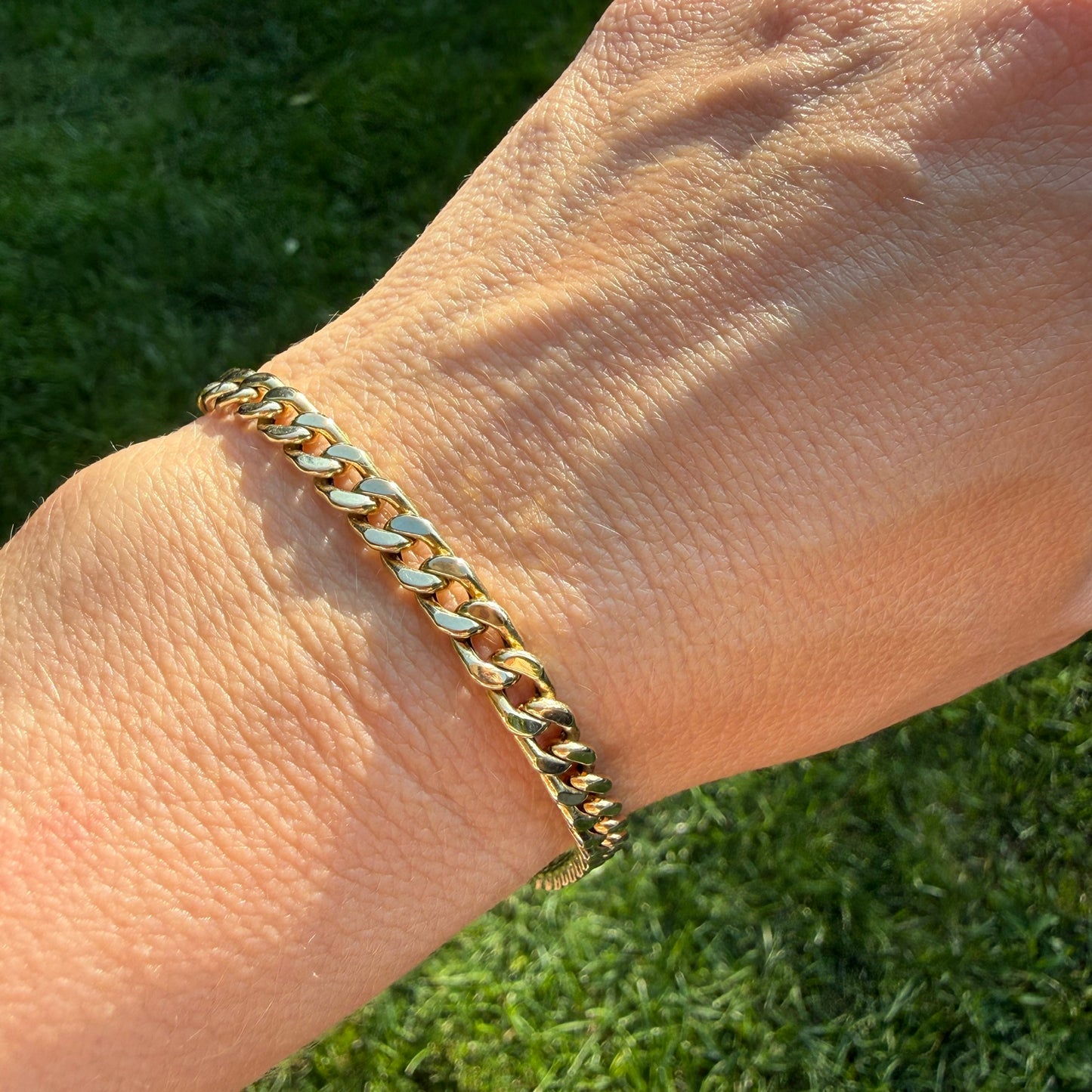 7.75" Italian UnoAErre Solid 14K Yellow Gold Curb Link Bracelet, 7.46 g