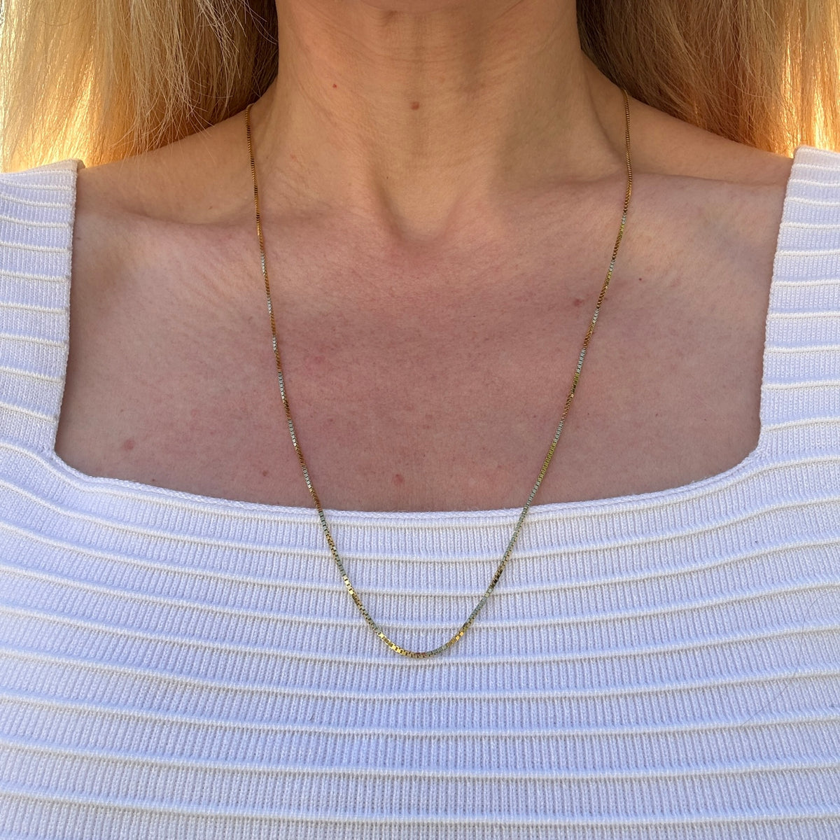 24.25" Solid 14K Yellow Gold Italian Box Chain, 6.11 g