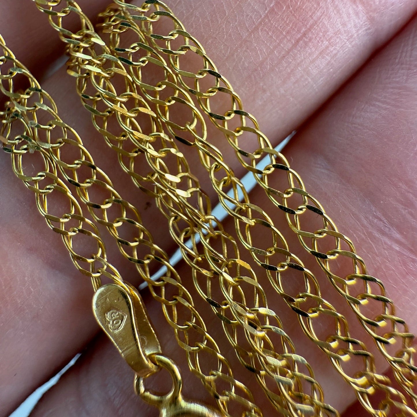18" Italian Solid 14K Yellow Gold Double Link Chain, 2.14 g