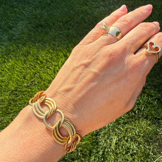 6.5" Italian Solid 14K Yellow Gold Bold Fancy Link Bracelet, 18.75 g