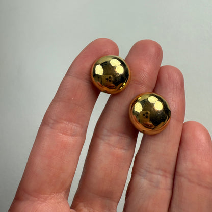 14K Solid Yellow Gold Polished Dome Stud Earrings, 2.25 g