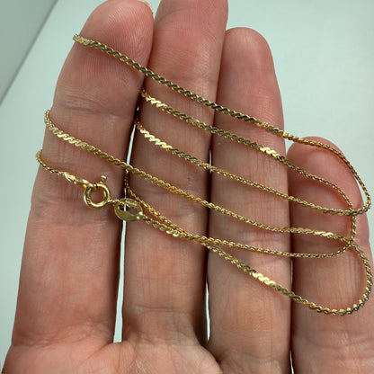 18" Solid 14K Yellow Gold Italian Arezzo Serpentine Chain, 2.77 g