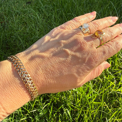 6.5" Vintage Italian Solid 10K Yellow Gold Double Curb Link Bracelet, 6.44 g