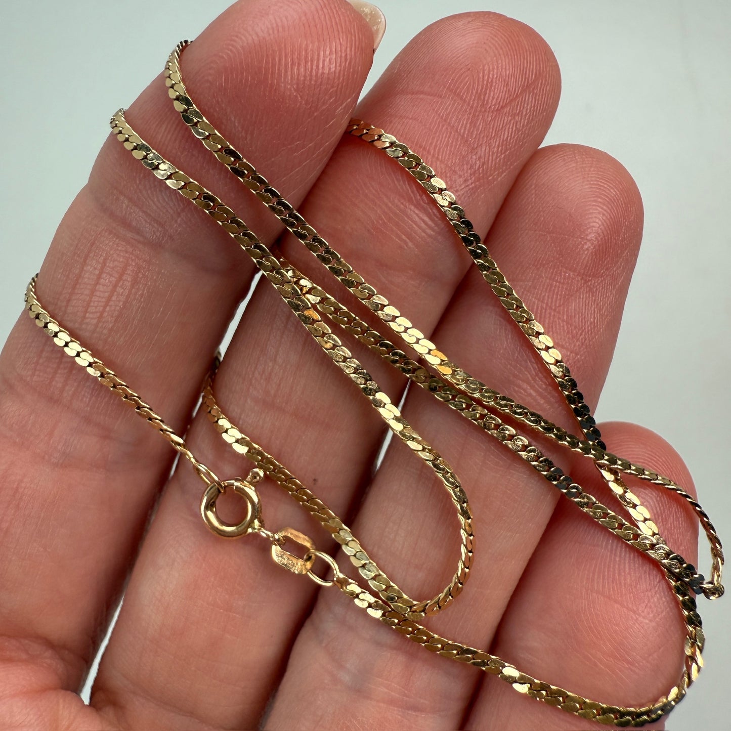 16" Solid 14K Italian Dainty Tight Curb Link Chain, 2.61 g