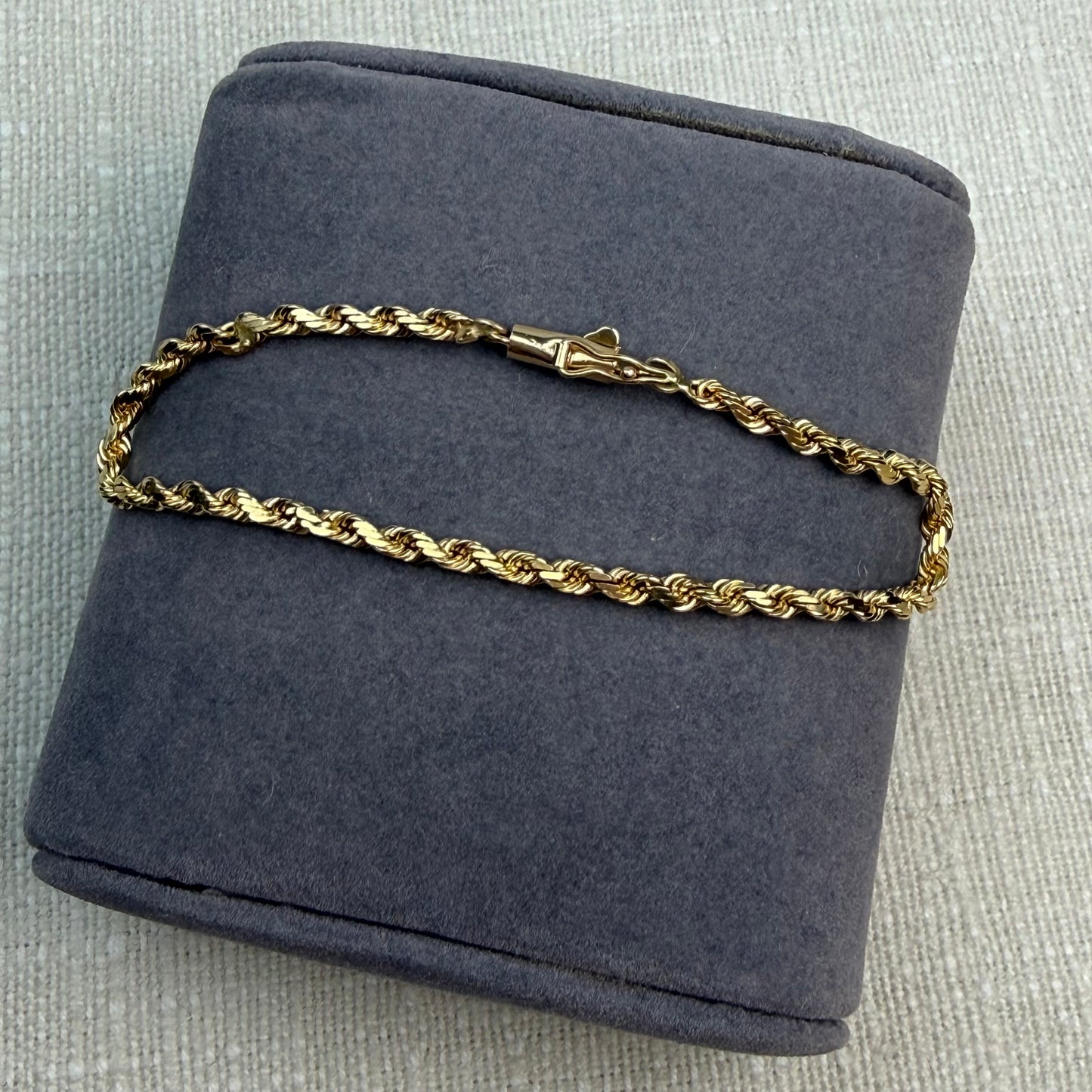 Vintage Solid 14K Yellow Gold Rope Bracelet, 6.5", 4.86 g