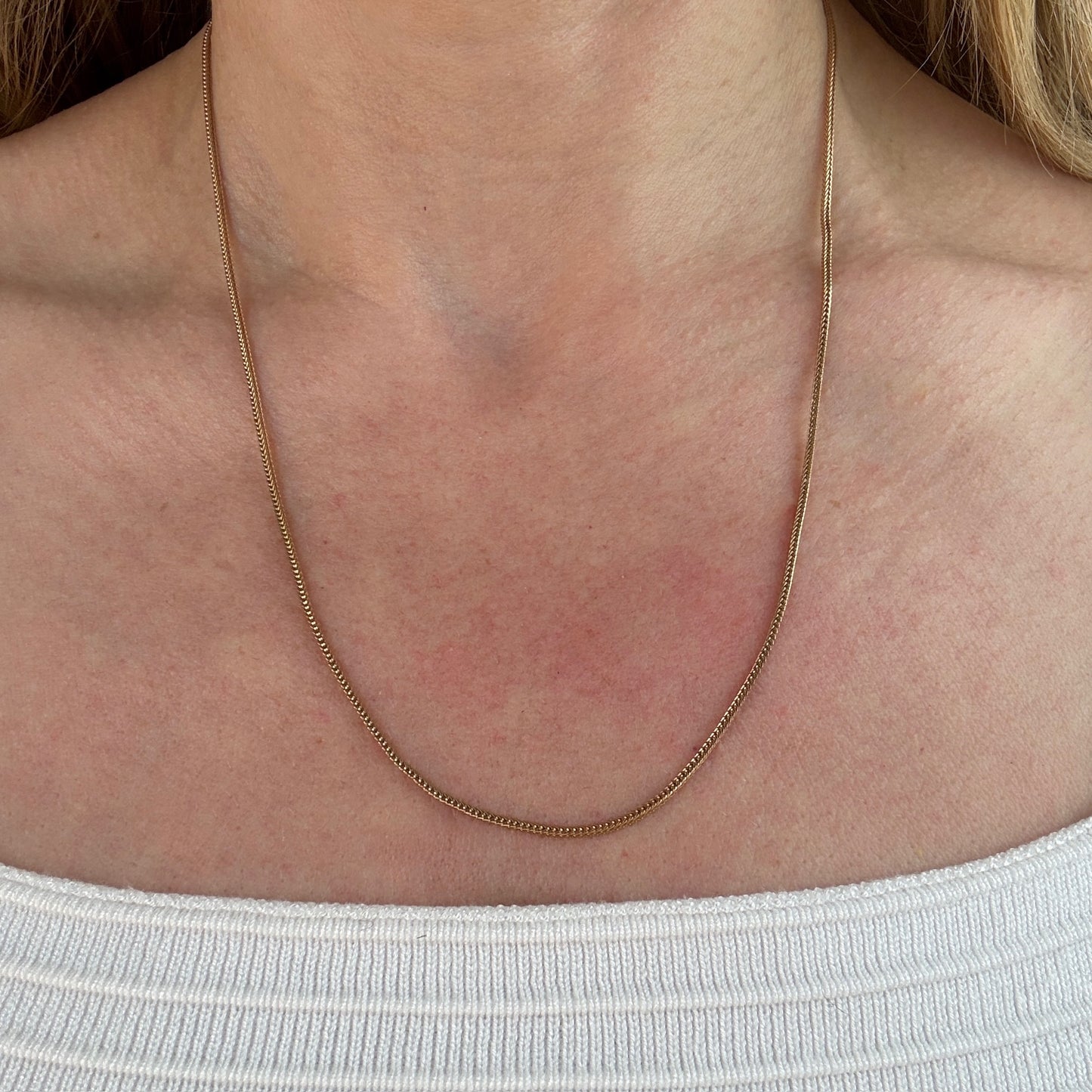 20" Solid 14K Yellow Gold Square Wheat Chain, 4.73 g