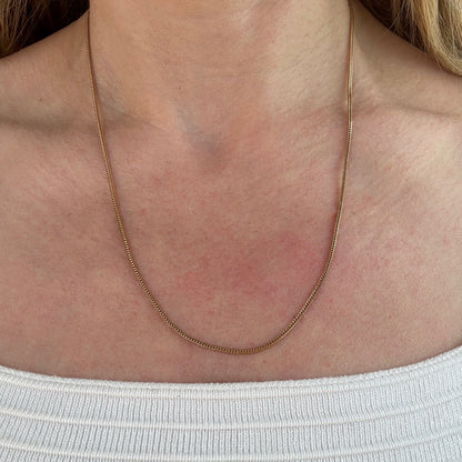 20" Solid 14K Yellow Gold Square Wheat Chain, 4.73 g