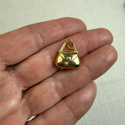 Solid 14K Yellow Gold Dimensional Purse Pendant/Charm, 1.77 grams