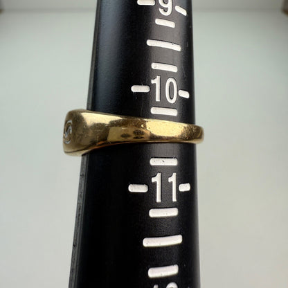 10K Solid Yellow Gold Signet Style with Sapphires Ring Size 10.5