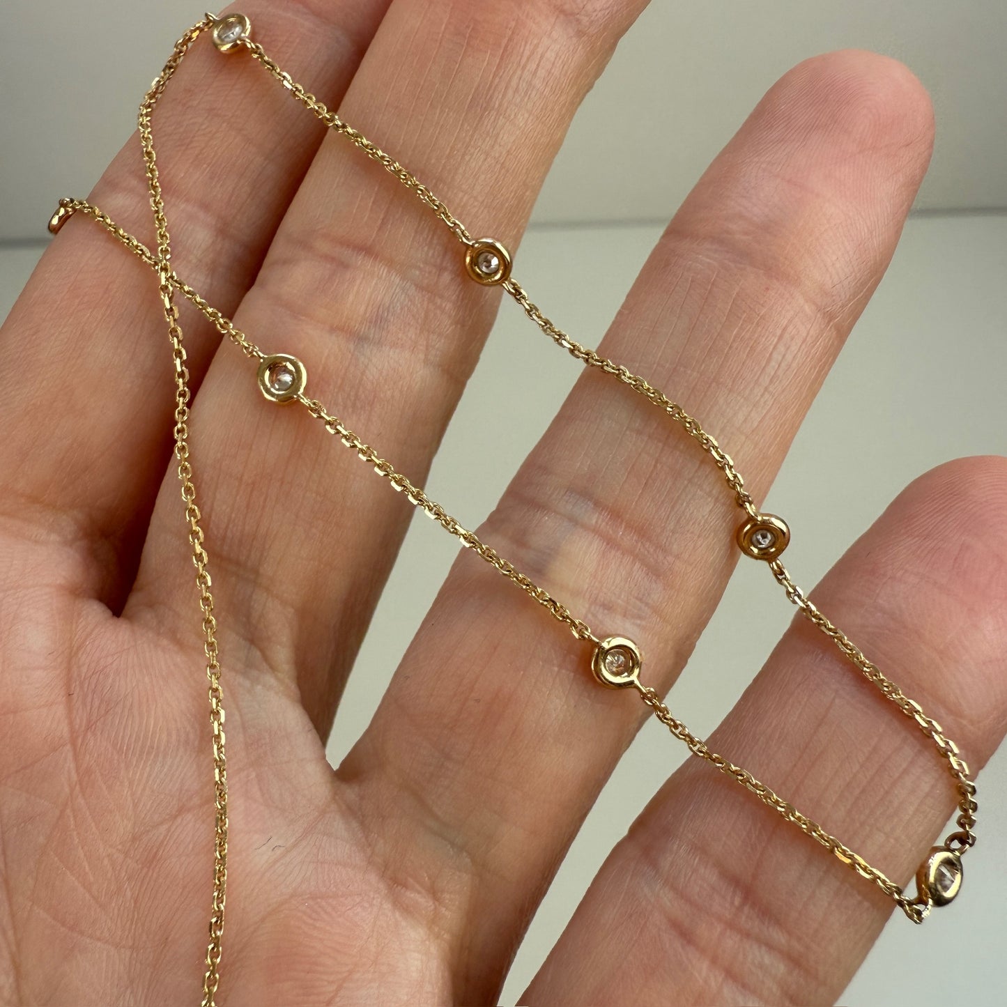 16" Solid 14K Yellow Gold Diamond By The Yard Chain, 2 g