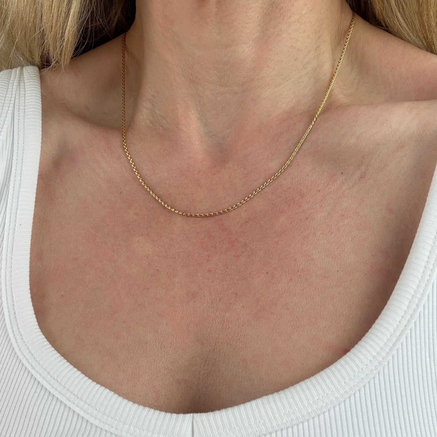 18" Italian Solid 14K Yellow Gold Wheat Chain, 4.65 g