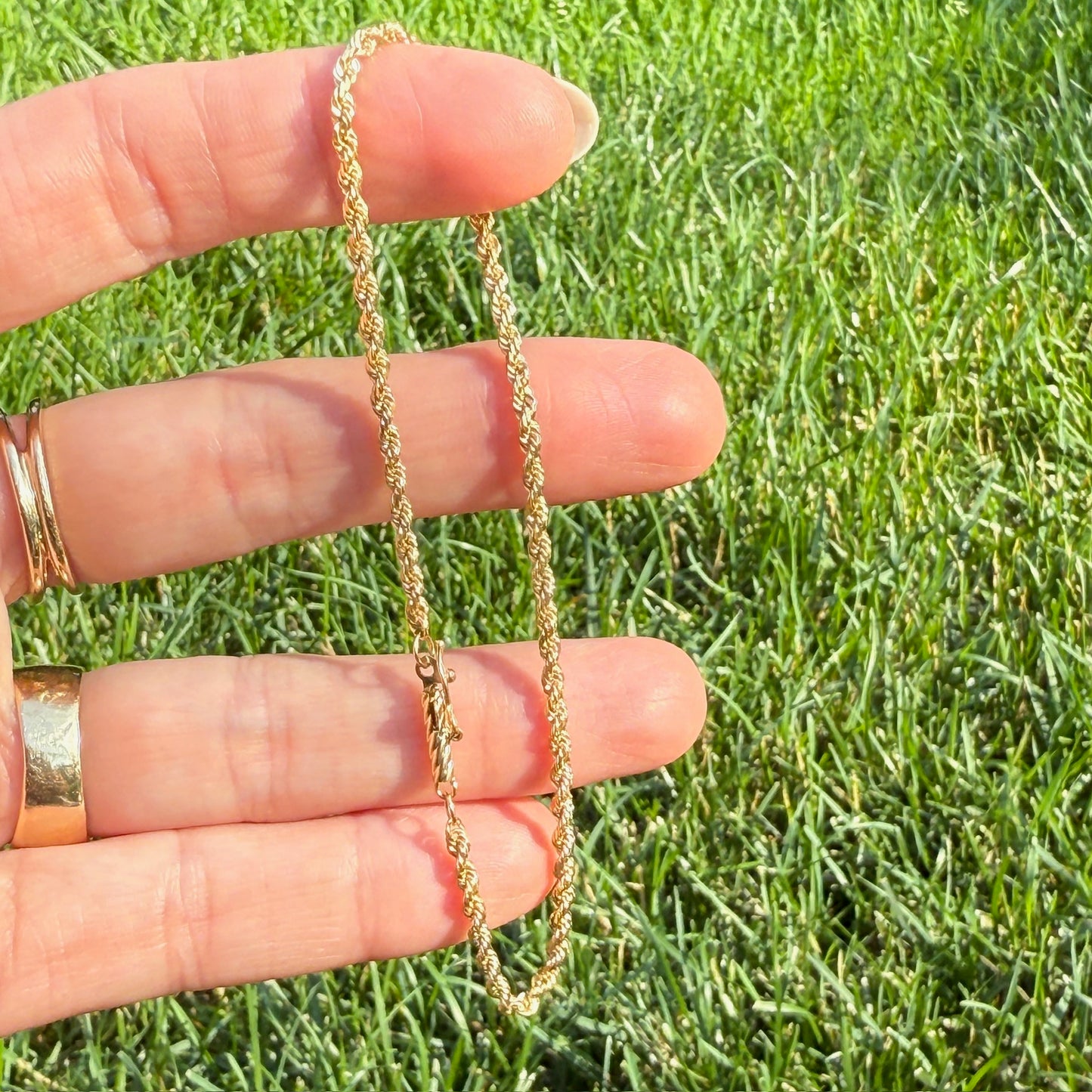 7.88" Vintage Solid 14K Yellow Gold Rope Bracelet, 3.7 g