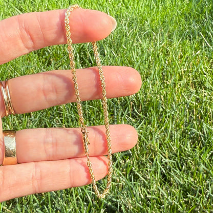 7.88" Vintage Solid 14K Yellow Gold Rope Bracelet, 3.7 g