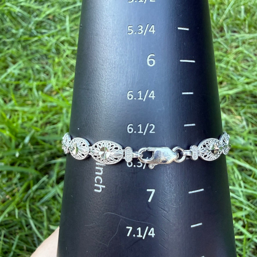 6.75" 14K White Gold Filigree Bracelet, 5.14 g