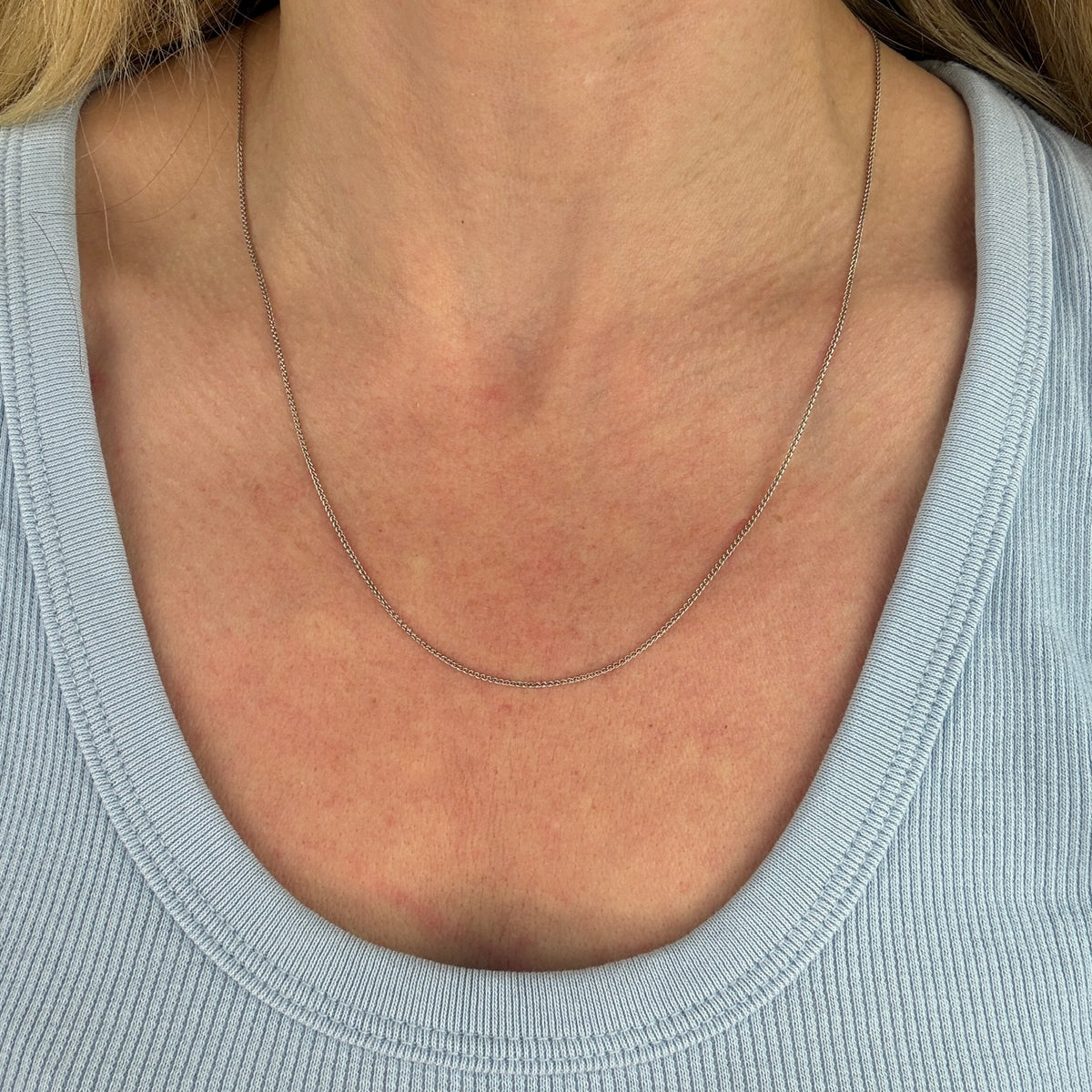 20" Solid 14K White Gold Wheat Chain, 2.46 g