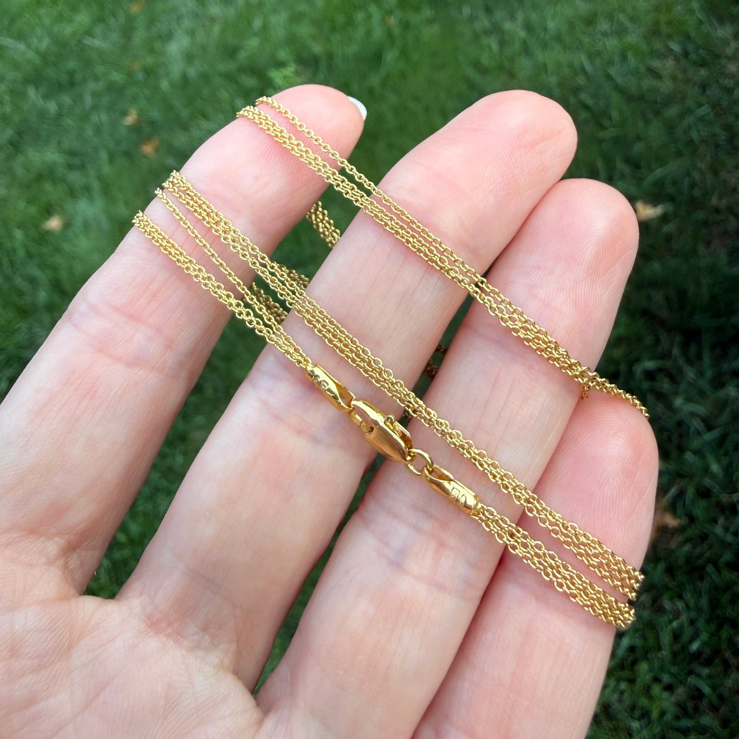 18" Italian UnoAErre Solid 14K Yellow Gold Three Strand Cable Link Chain, 3.46 g