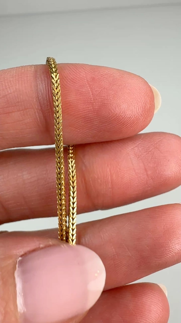 18" Italian Solid 14K Yellow Gold Square Wheat Chain, 5.76 g