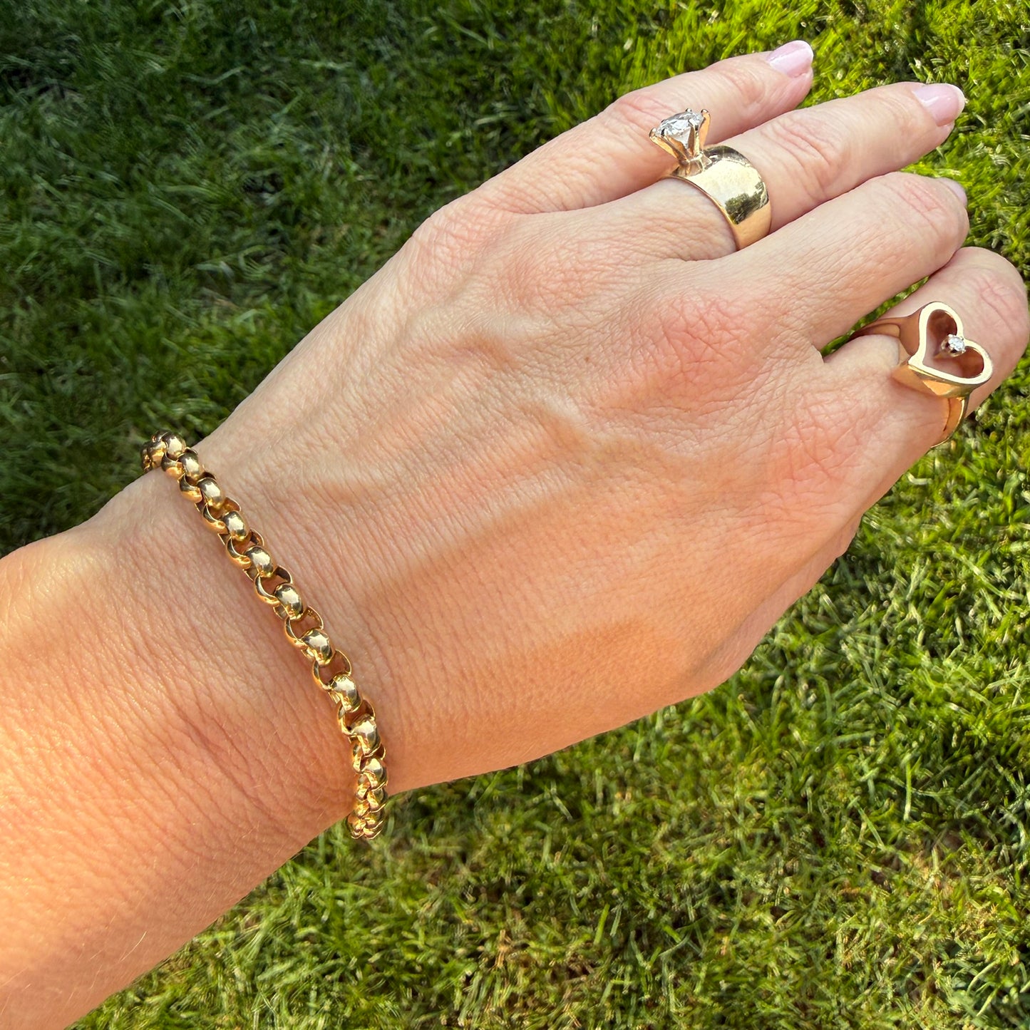 7.25" Solid 14K Yellow Gold Classic Rolo Link Bracelet, 9.47 g